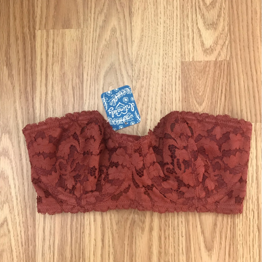 NWT Free People Burnt Orange Lace Convertible Strapless Balconette Bra